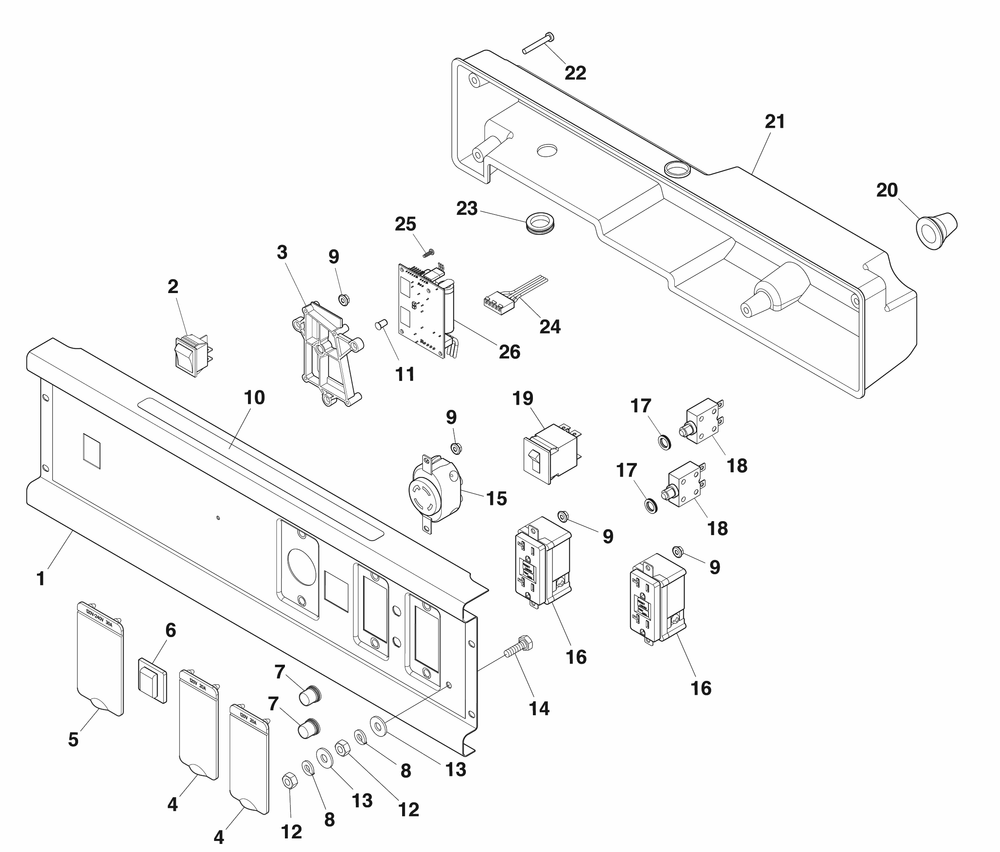 Control Panel Diagram and Parts List for 030793-01  Briggs and Stratton Generator